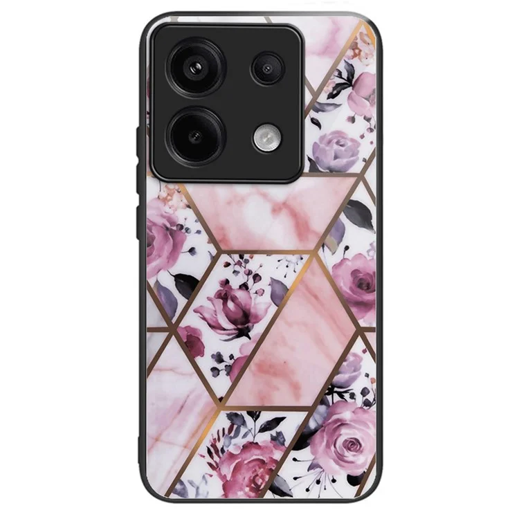 For Xiaomi Redmi Note 13 Pro 5G / Poco X6 5G Case Marble Pattern Tempered Glass Back Phone Cover - Style E