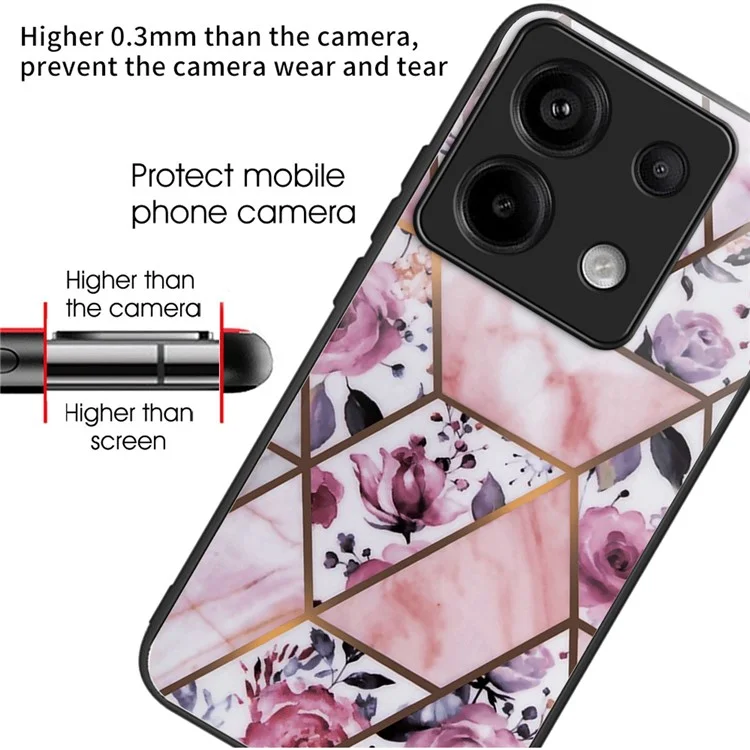 For Xiaomi Redmi Note 13 Pro 5G / Poco X6 5G Case Marble Pattern Tempered Glass Back Phone Cover - Style E