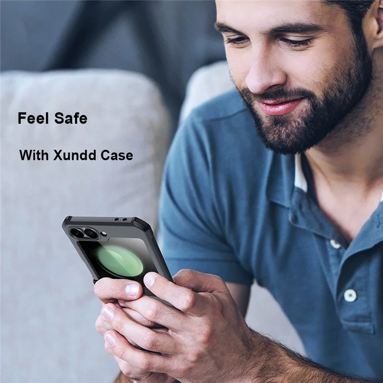 XUNDD For Samsung Galaxy Z Flip7 FE 5G / Z Flip6 5G Case TPU Frame Acrylic Phone Cover Built-In Tempered Glass Film
