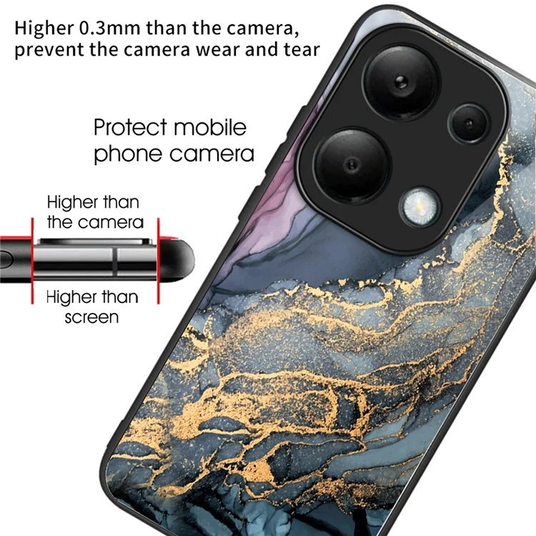 Per Xiaomi Redmi Note 13 4G Custodia Motivo Marmo Vetro Temperato+PC+TPU+Cover Telefonica - Stile F