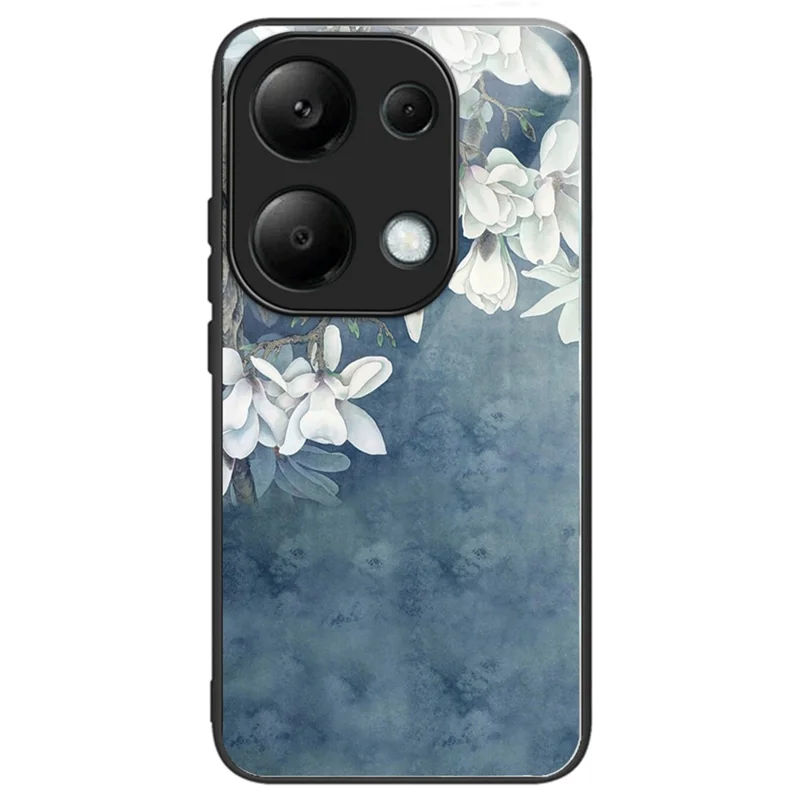 Pour Xiaomi Redmi Note 13 4G Étui de protection en verre trempé avec motif joli - Magnolia