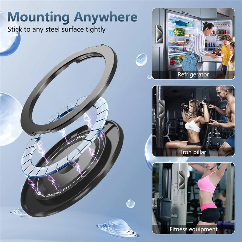 For iPhone 14 Pro Case Rotary Ring Kickstand TPU+PC Phone Cover - Transparent Black