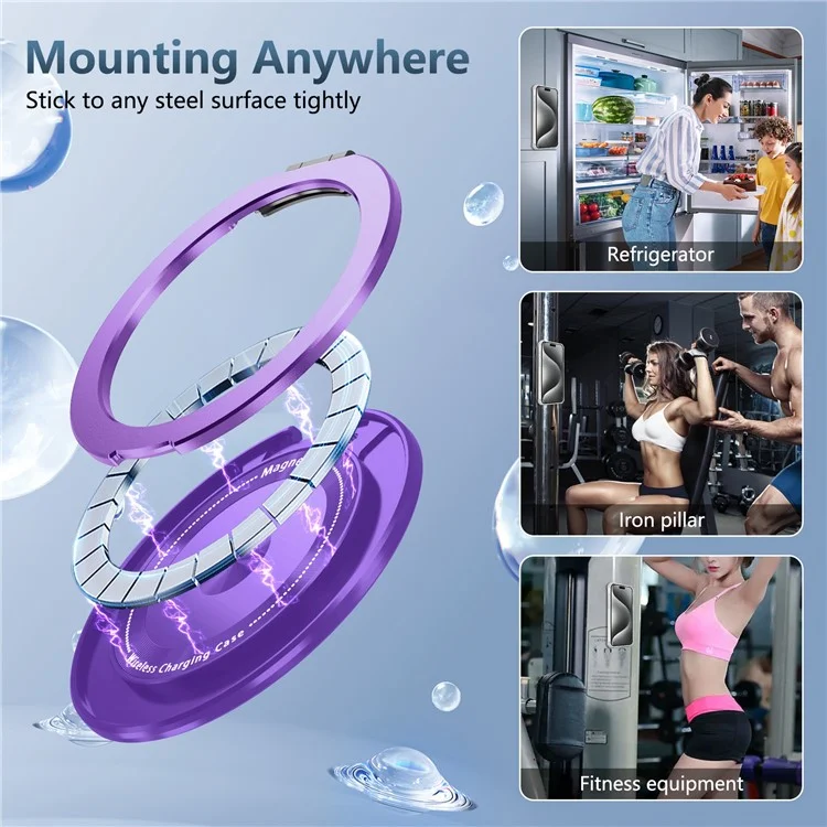 Für iPhone 13 Pro Max Magnetische Hülle Drehbarer Ring Ständer TPU+PC Handyhülle - Transparentes Lila