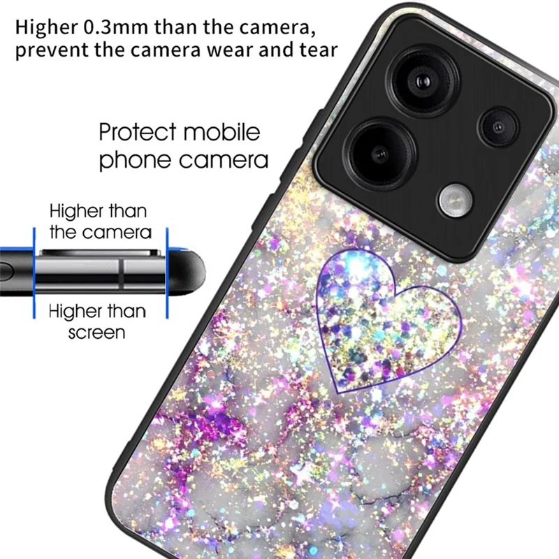 For Xiaomi Redmi Note 13 Pro 5G / Poco X6 5G Case Mønstertryk Hærdet Glas TPU Telefonbeskyttelse - Style C