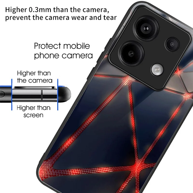 For Xiaomi Redmi Note 13 Pro 5G / Poco X6 5G Case Pattern Printing Tempered Glass TPU Phone Cover - Style D