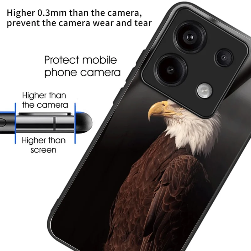 For Xiaomi Redmi Note 13 Pro 5G / Poco X6 5G Case Pattern Printing Tempered Glass TPU Phone Cover - Style E