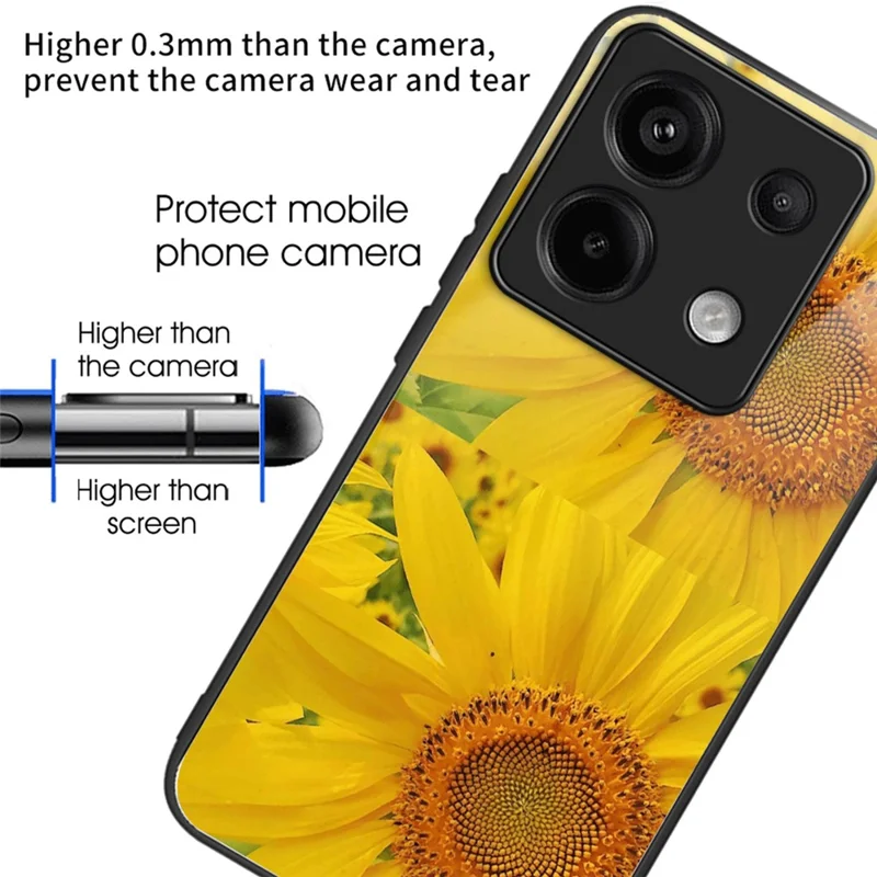 For Xiaomi Redmi Note 13 Pro 5G / Poco X6 5G Case Pattern Printing Tempered Glass TPU Phone Cover - Style F