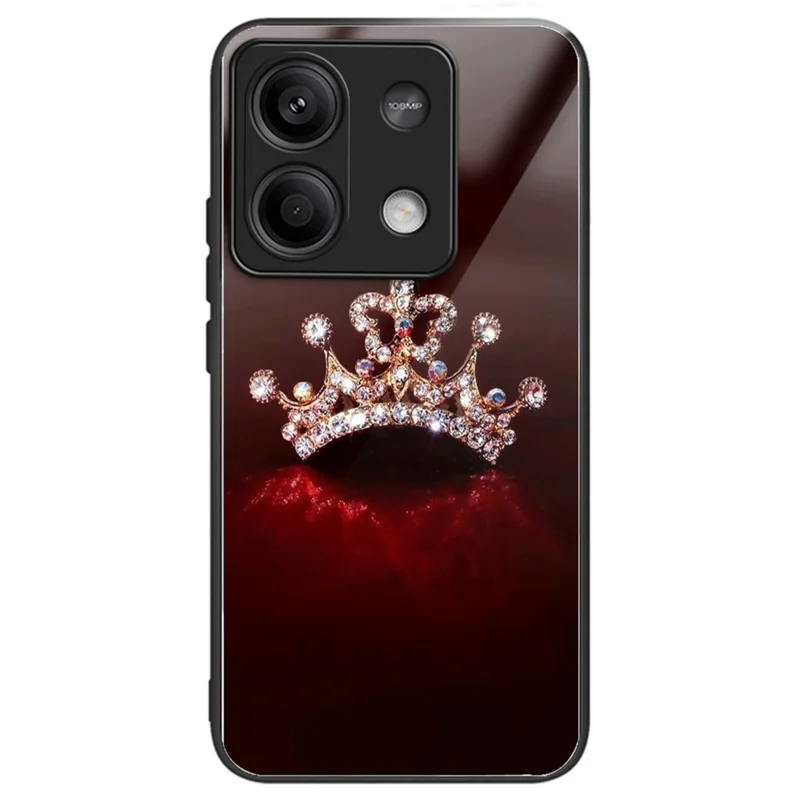 Para Xiaomi Redmi Note 13 5G Patrón de Estuche a Prueba de Choque Vidrio Templado+tpu Telephip Cover - Corona de Diamantes