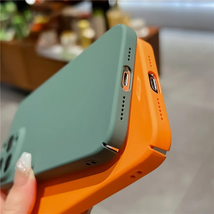 Funda para iPhone 14 Pro, tacto de piel, antihuellas, dura, funda rígida de policarbonato para la parte trasera del teléfono - Naranja