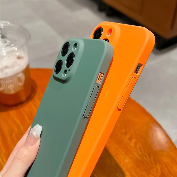Funda para iPhone 14 Pro, tacto de piel, antihuellas, dura, funda rígida de policarbonato para la parte trasera del teléfono - Naranja