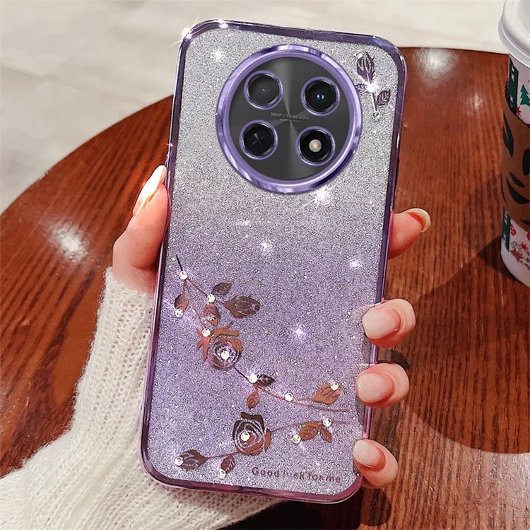 KADEM For Realme 12 5G Case Rhinestone Flower Glitter Soft TPU Phone Cover - Lila