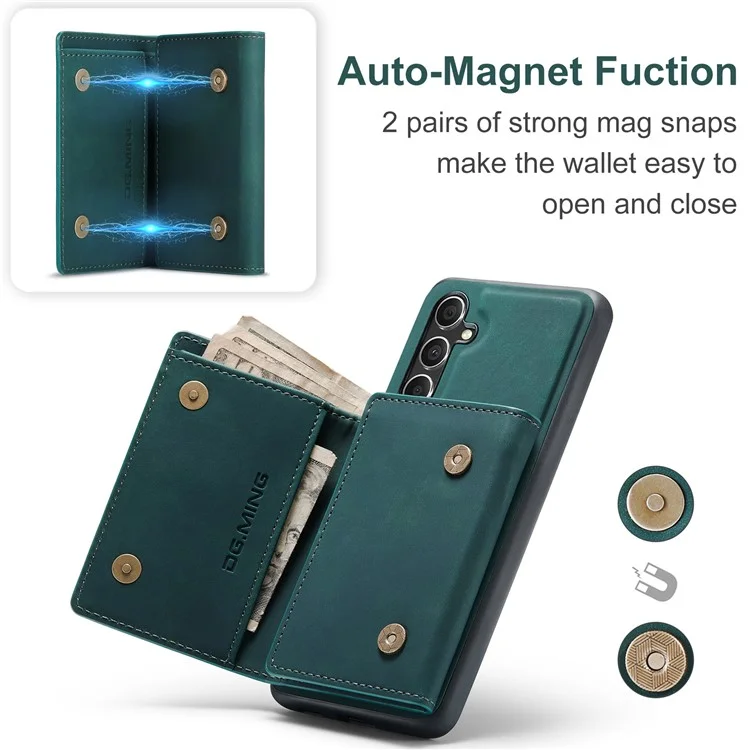 Étui DG.MING M1 Series pour Samsung Galaxy A55 5G Couverture arrière en cuir amovible magnétique - Vert