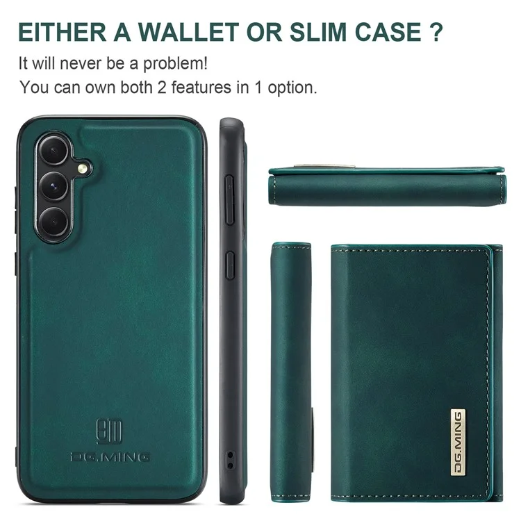 Étui DG.MING M1 Series pour Samsung Galaxy A55 5G Couverture arrière en cuir amovible magnétique - Vert