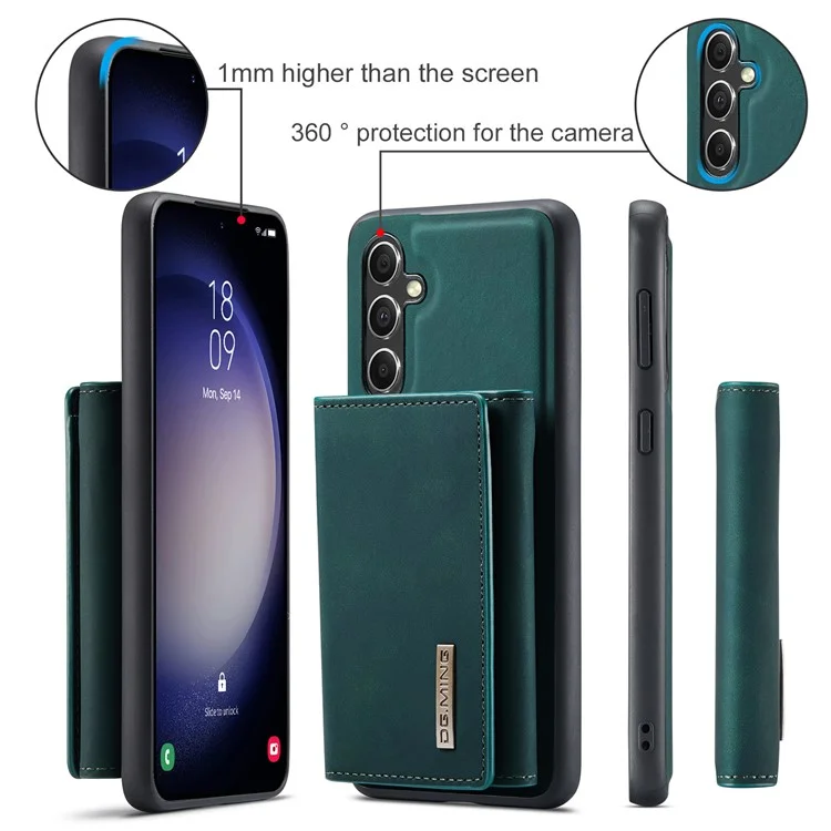 Étui DG.MING M1 Series pour Samsung Galaxy A55 5G Couverture arrière en cuir amovible magnétique - Vert