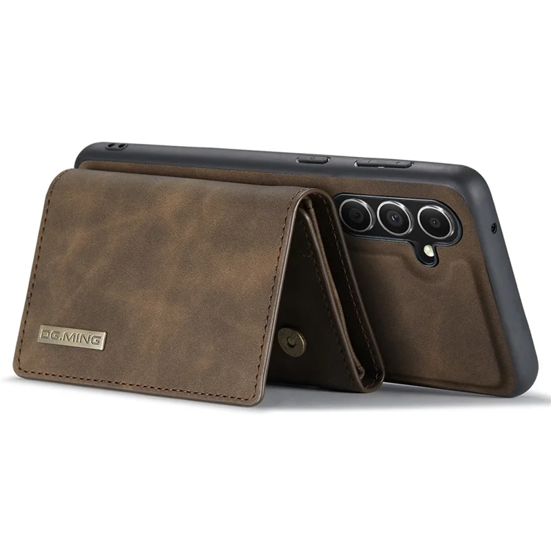 DG.MING M1 Series for Samsung Galaxy A55 5G Case Magnetic Detachable Leather Back Cover - Coffee