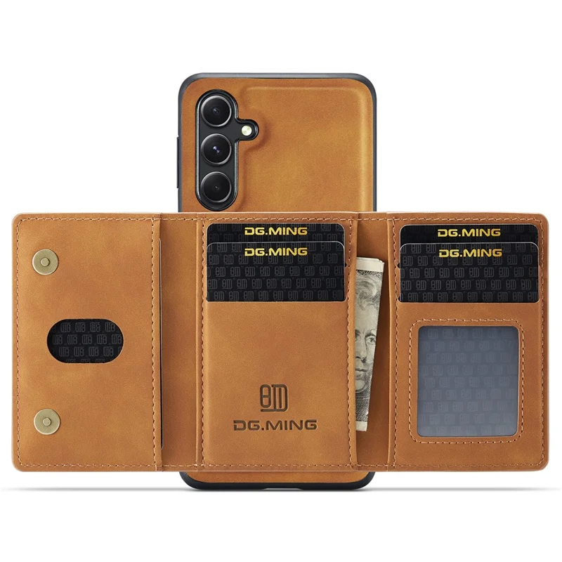 DG.MING M2 Series for Samsung Galaxy A35 5G Kickstand Case Detachable Magnetic Wallet Phone Cover - Brown