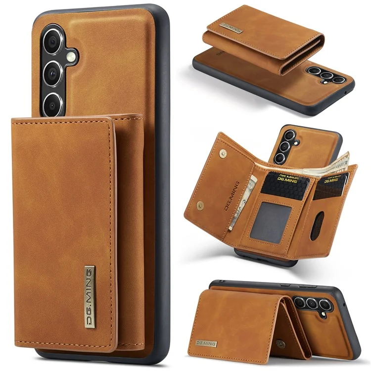 DG.MING M1 Series pour Samsung Galaxy A35 5G Case Détachable Support de Carte en Cuir Revêtement Étui de Téléphone - Brun