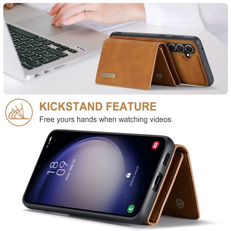 DG.MING M1 Series pour Samsung Galaxy A35 5G Case Détachable Support de Carte en Cuir Revêtement Étui de Téléphone - Brun