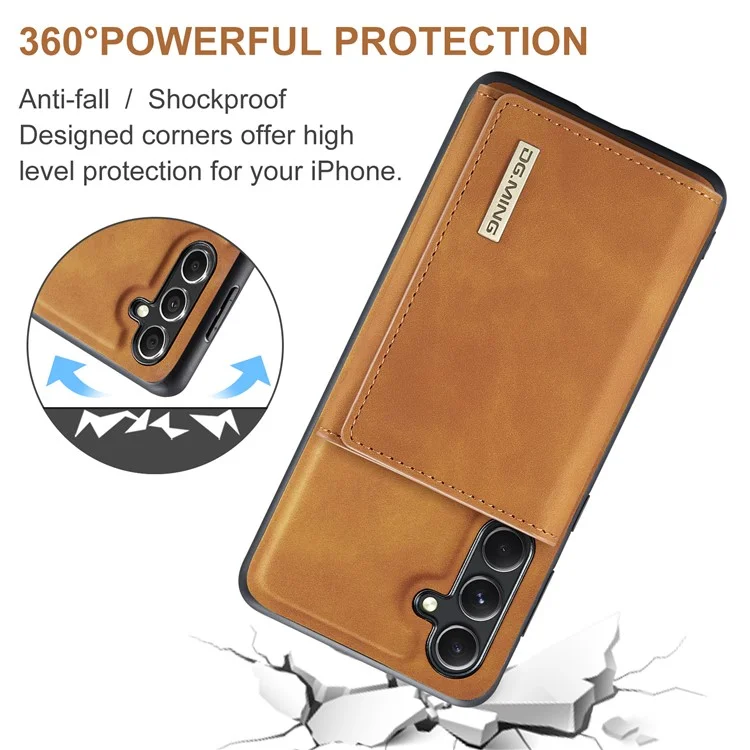 DG.MING M1 Series pour Samsung Galaxy A35 5G Case Détachable Support de Carte en Cuir Revêtement Étui de Téléphone - Brun