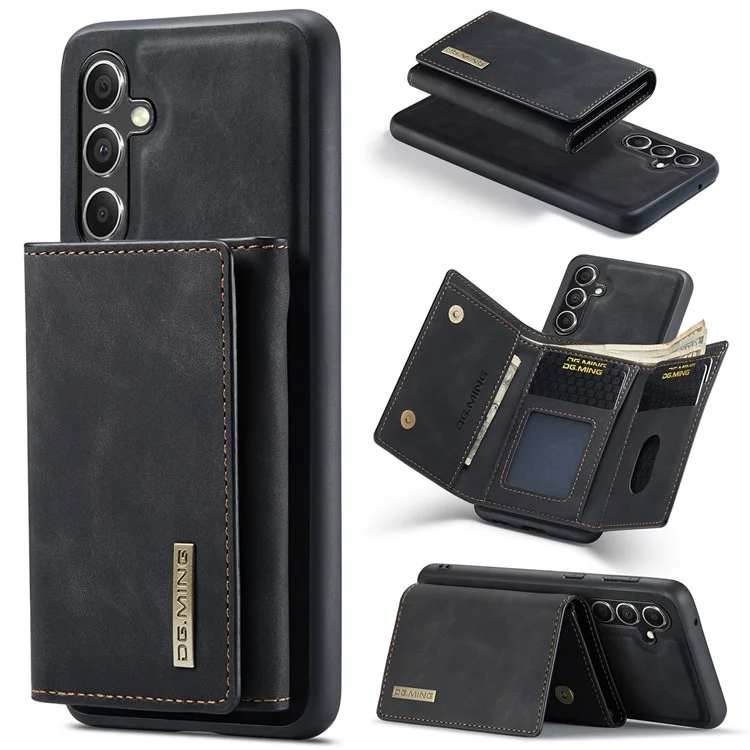 DG.MING M1 Series pour Samsung Galaxy A15 4G / A15 5G Étui Portefeuille Détachable - Noir