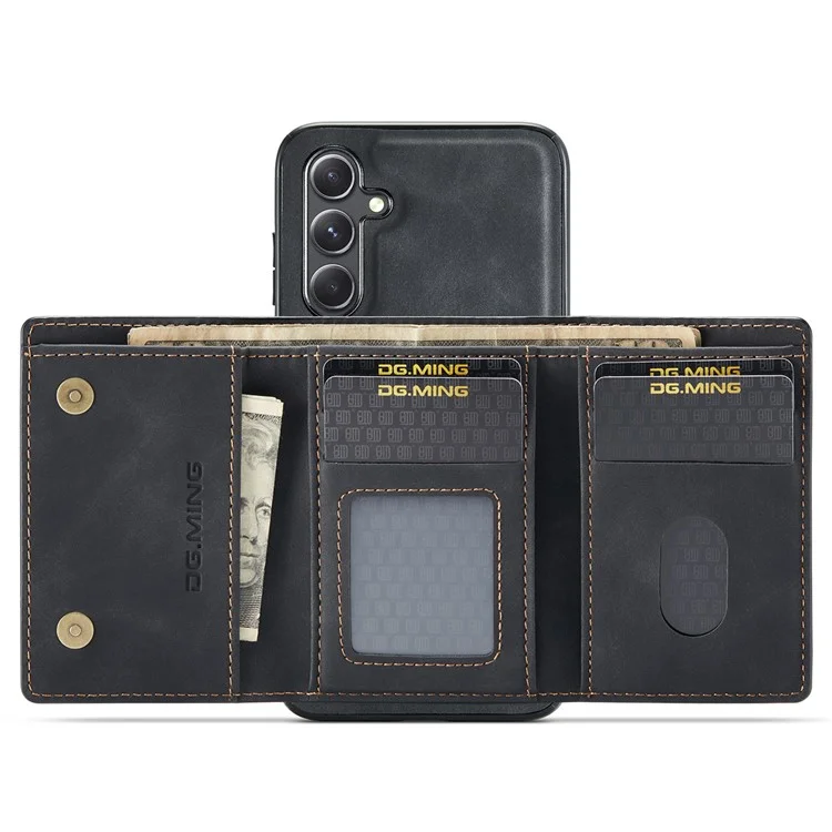 DG.MING M1 Series pour Samsung Galaxy A15 4G / A15 5G Étui Portefeuille Détachable - Noir