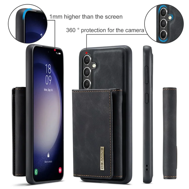 DG.MING M1 Series pour Samsung Galaxy A15 4G / A15 5G Étui Portefeuille Détachable - Noir