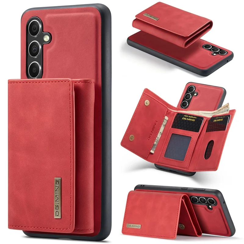 DG.MING M1 Series for Samsung Galaxy A15 4G / A15 5G Case Detachable Wallet Phone Cover - Red