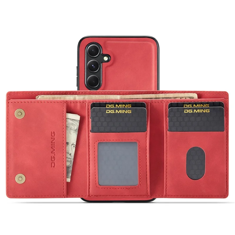 DG.MING M1 Series for Samsung Galaxy A15 4G / A15 5G Case Detachable Wallet Phone Cover - Red