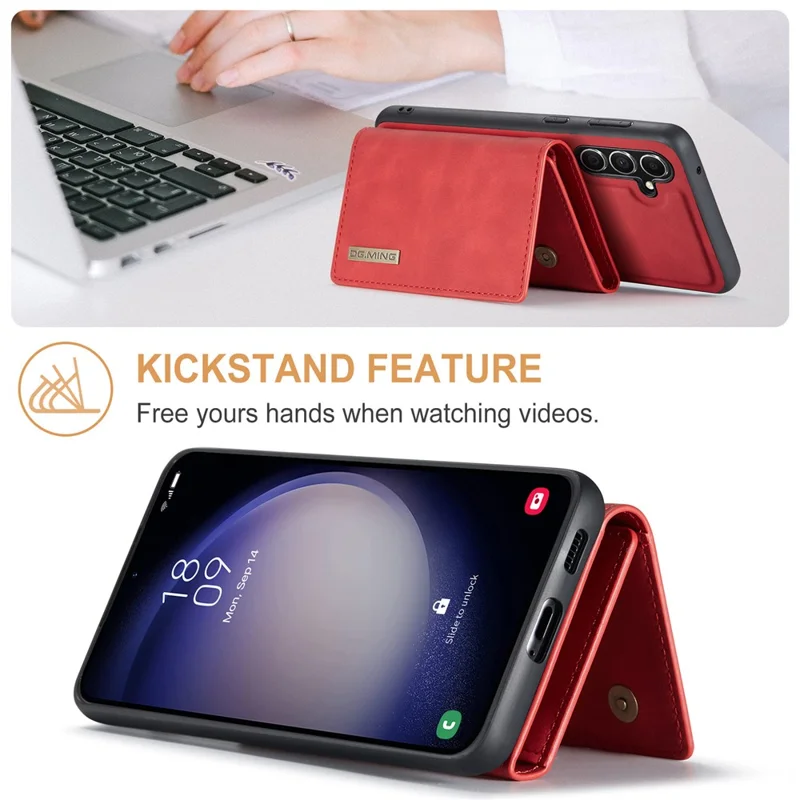 DG.MING M1 Series for Samsung Galaxy A15 4G / A15 5G Case Detachable Wallet Phone Cover - Red