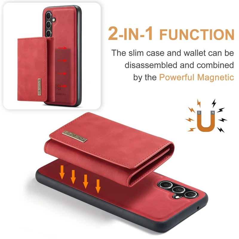 DG.MING M1 Series for Samsung Galaxy A15 4G / A15 5G Case Detachable Wallet Phone Cover - Red