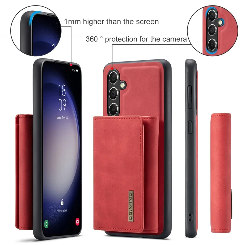 DG.MING M1 Series for Samsung Galaxy A15 4G / A15 5G Case Detachable Wallet Phone Cover - Red