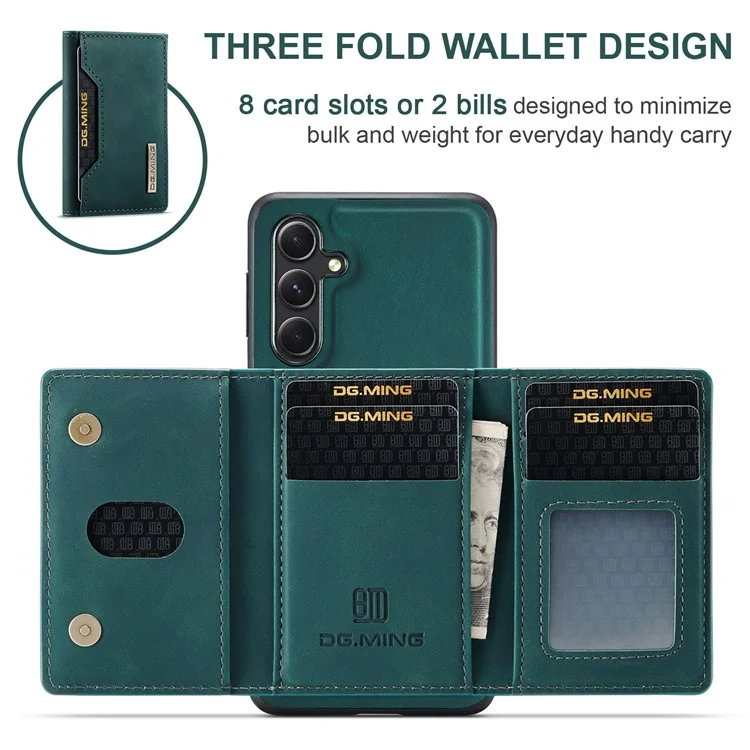 DG.MING M2 Serie per Samsung Galaxy A55 5G Custodia per telefono magnetico Custodia a portafoglio staccabile - Verde