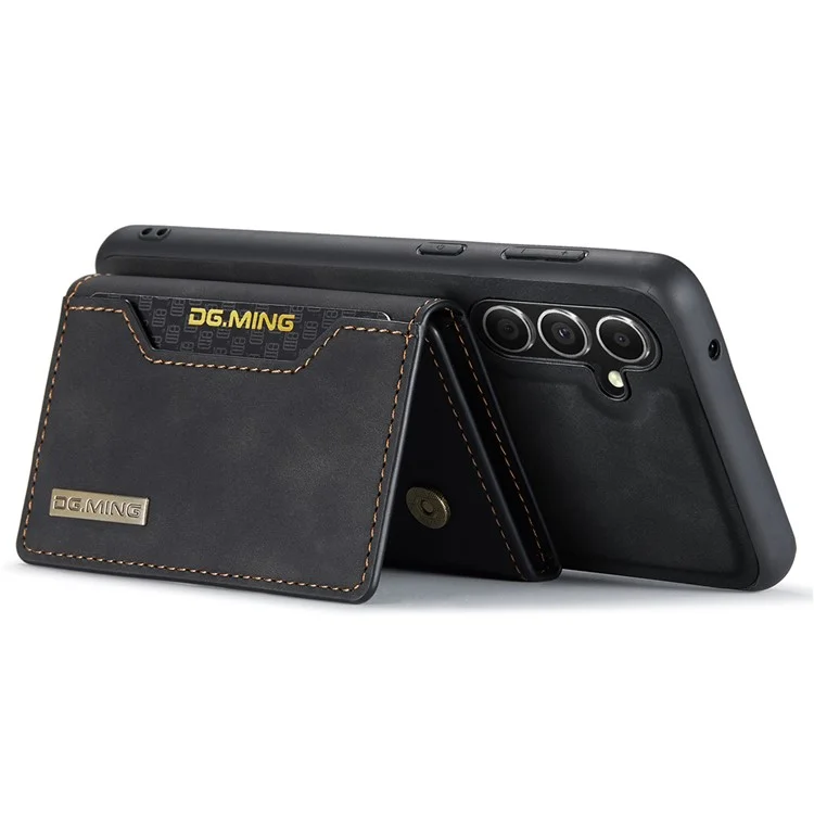 DG.MING Série M2 para Samsung Galaxy A15 4G / 5G Capa Destacável 2-em-1 Carteira Capa de Couro para Celular - Preto