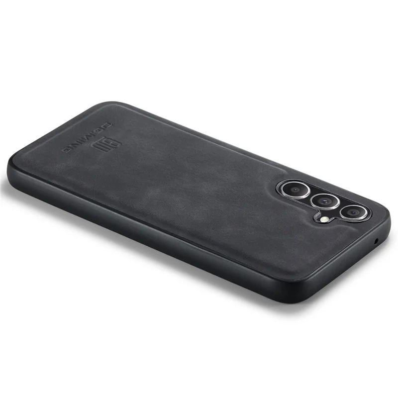 DG.MING For Samsung Galaxy A15 4G / A15 5G Case Drop-Resistant Leather Coated PC+TPU Phone Cover - Black