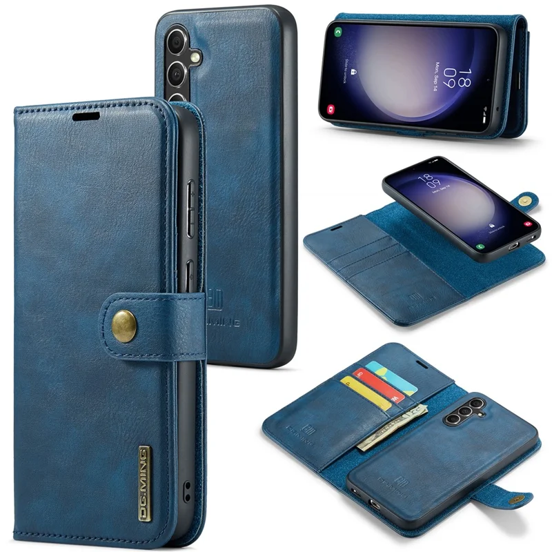 DG.MING for Samsung Galaxy A55 5G Case Detachable Split Leather Phone Cover with Stand Wallet - Blue