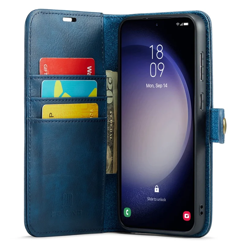 DG.MING for Samsung Galaxy A55 5G Case Detachable Split Leather Phone Cover with Stand Wallet - Blue
