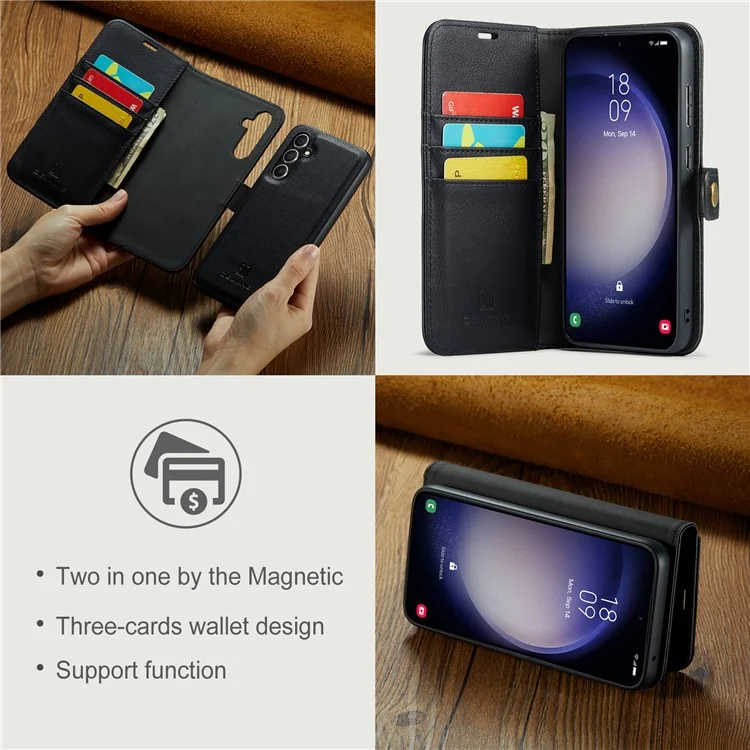 DG.MING für Samsung Galaxy A35 5G Wallet Case Abnehmbare Split Leder Handyhülle - Schwarz