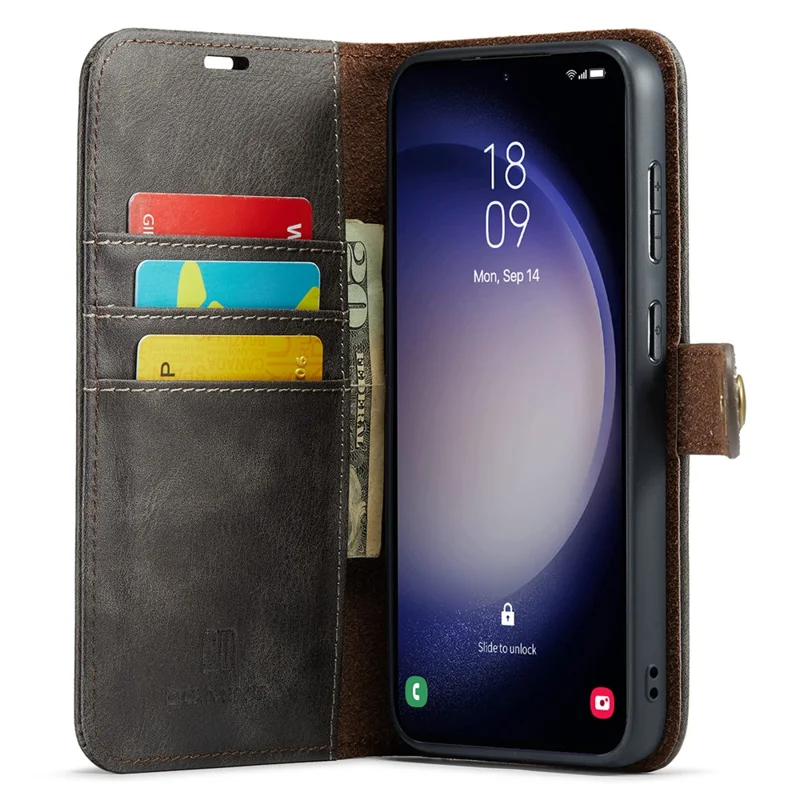 DG.MING for Samsung Galaxy A15 4G / A15 5G Case Detachable Split Leather Wallet Phone Cover - Grey