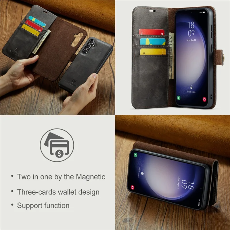 DG.MING for Samsung Galaxy A15 4G / A15 5G Case Detachable Split Leather Wallet Phone Cover - Grey