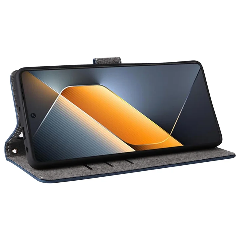 For TECNO Pova 6 Pro 5G LI9 Case RFID Blocking Leather Phone Wallet Cover with Hand Strap - Blue