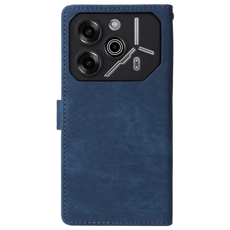 For TECNO Pova 6 Pro 5G LI9 Case RFID Blocking Leather Phone Wallet Cover with Hand Strap - Blue