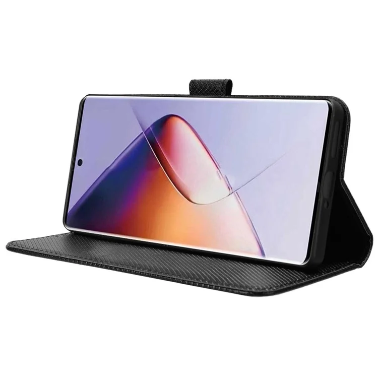 Para Infinix Note 40 Pro 5G X6851 / Infinix Note 40 Pro+ X6851B Funda Cartera Textura de Diamante Cuero Funda Teléfono - Negro
