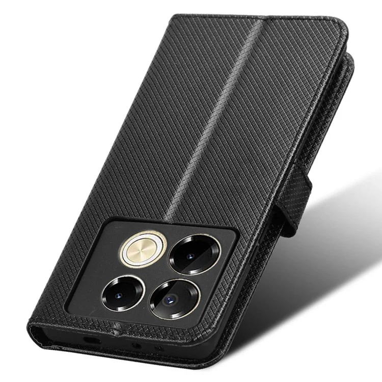 Para Infinix Note 40 Pro 5G X6851 / Infinix Note 40 Pro+ X6851B Funda Cartera Textura de Diamante Cuero Funda Teléfono - Negro