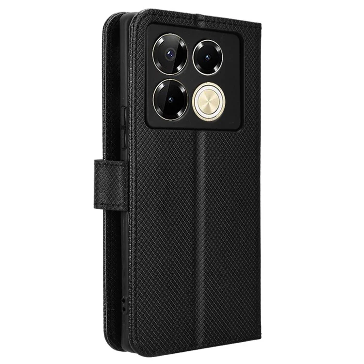 Para Infinix Note 40 Pro 5G X6851 / Infinix Note 40 Pro+ X6851B Funda Cartera Textura de Diamante Cuero Funda Teléfono - Negro