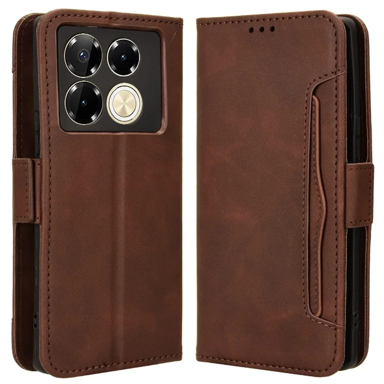 Funda de teléfono de cuero con múltiples ranuras para tarjetas para Infinix Note 40 Pro 5G X6851 / Note 40 Pro+ X6851B - Marrón