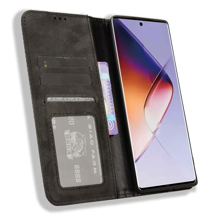 Para Infinix Note 40 Pro 5G X6851 / Note 40 Pro+ X6851B Funda de Cuero Billetera Retro Funda de Teléfono - Negro