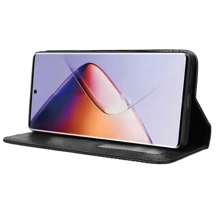 Para Infinix Note 40 Pro 5G X6851 / Note 40 Pro+ X6851B Funda de Cuero Billetera Retro Funda de Teléfono - Negro