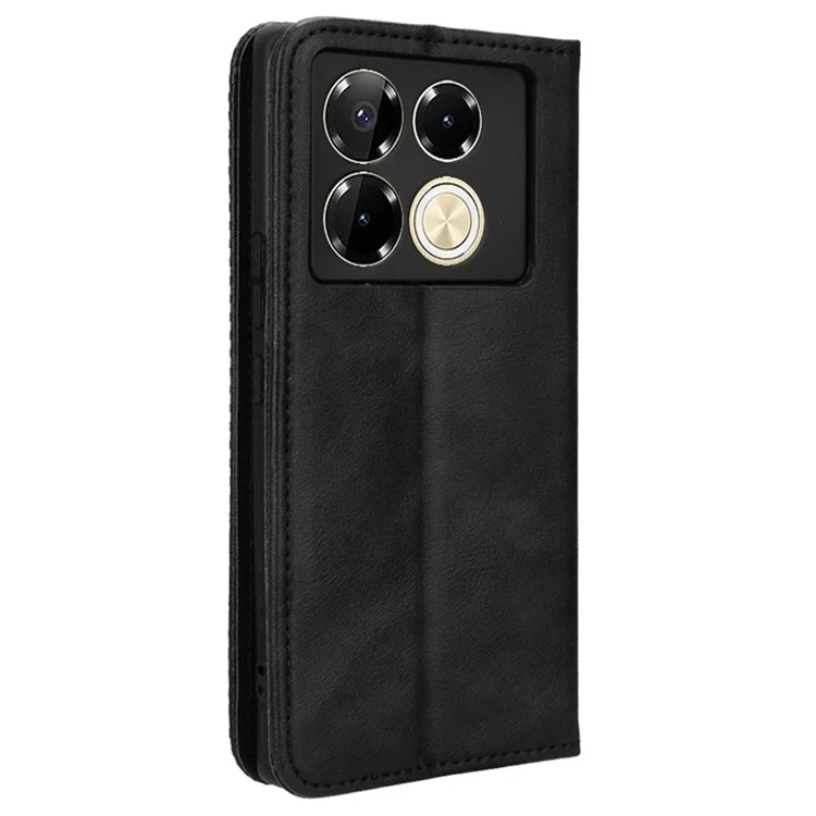 Para Infinix Note 40 Pro 5G X6851 / Note 40 Pro+ X6851B Funda de Cuero Billetera Retro Funda de Teléfono - Negro