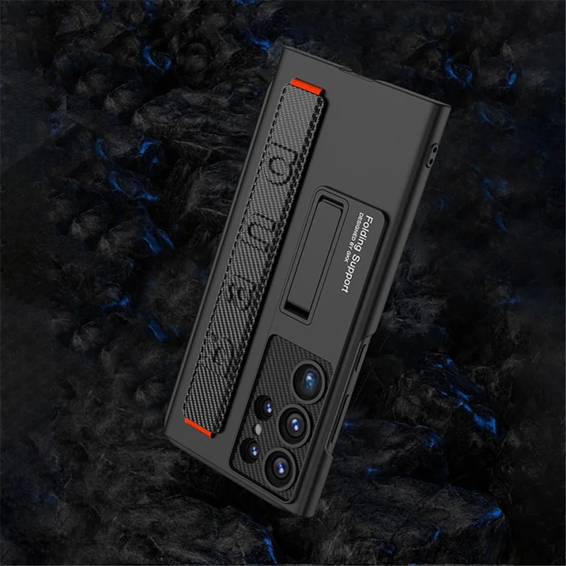 For Samsung Galaxy S24 Ultra Case Wristband Design Ultra Thin PU Leather+PC Phone Cover - Silver