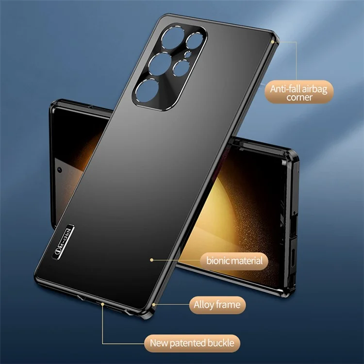 IM-CHEN Per Samsung Galaxy S23 Ultra Case Anti-Scratch Hard PC Metal Frame Matte Phone Cover - Nero